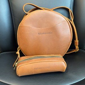 Portland Leather Large Circle Honey and Ballpark Pouch Honey - Sold as set